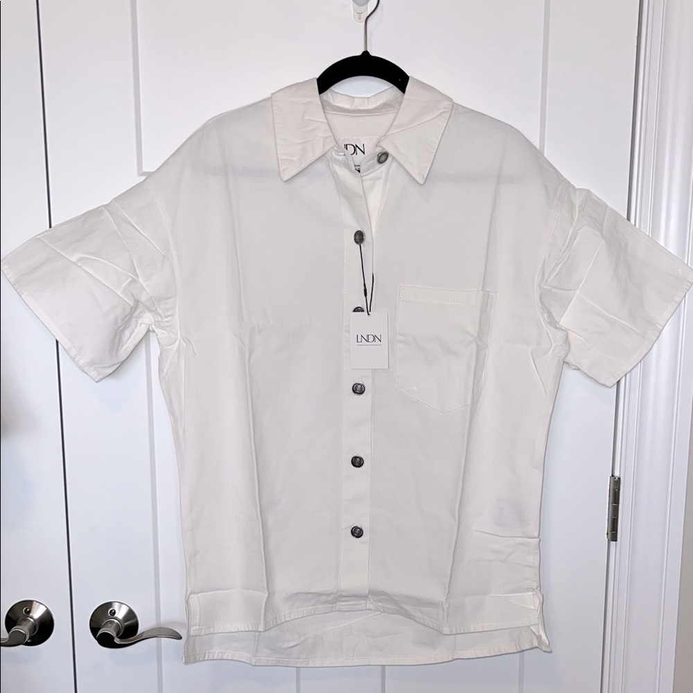 NWT LNDN Landon Denim The Oversized Button-Up - Natural